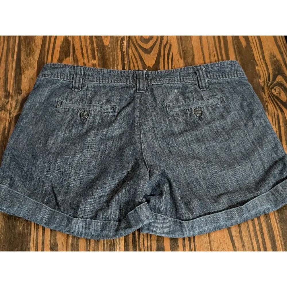 Gap Dark Wash Cuffed Denim Trouser Shorts Button Pocket - Size 8
